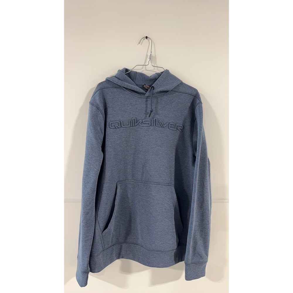 Quiksilver Mens Blue Heathered Logo Pullover Hoodie Sweatshirt Size M